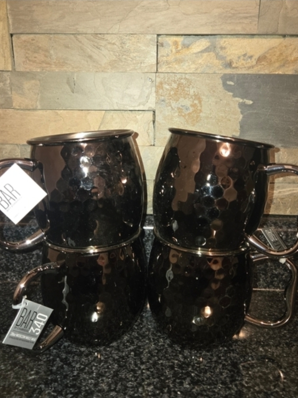 Set of 4 Hammered Copper-Tone Moscow Mule Mugs